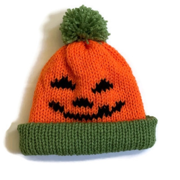 Other - New Handmade Infant/Toddler Knitted Pumpkin Beanie with a Pom-Pom